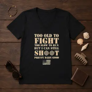 Alternative view of Original Too Old To Fight Too Slow To Run But I Can Still Shoot Pretty Darn Good Shirt