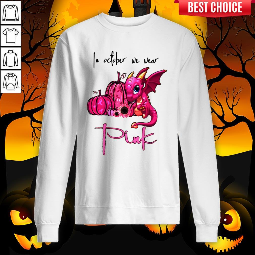 In October We Wear Pink Pumpkin Dragon Halloween Shirt - Image 5