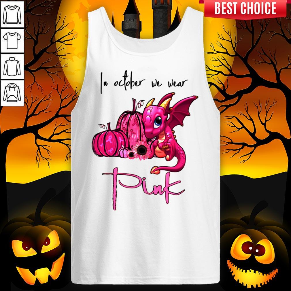 In October We Wear Pink Pumpkin Dragon Halloween Shirt - Image 4