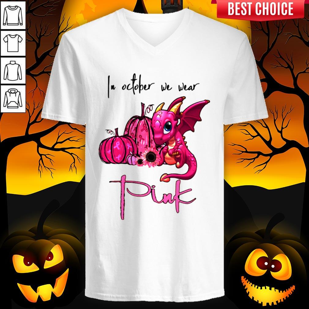 In October We Wear Pink Pumpkin Dragon Halloween Shirt - Image 3