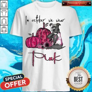 In October We Wear Pink Pumpkin Sunflower Dog Shirt
