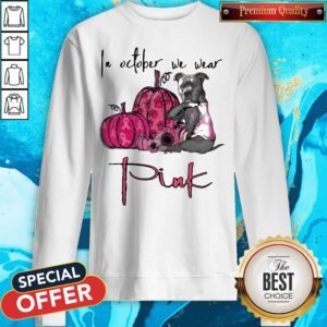 Alternative view of In October We Wear Pink Pumpkin Sunflower Dog Shirt