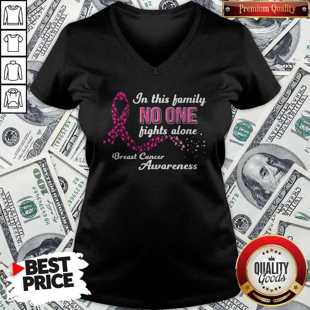 In This Family No One Fights Alone Breast Cancer Awareness Shirt - Image 3