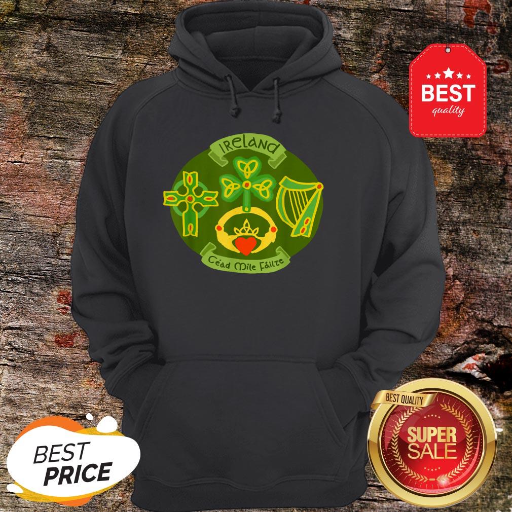 Ireland Saint Patrick’s Day Celtic Cross Shamrock Green T-Shirt - Image 2