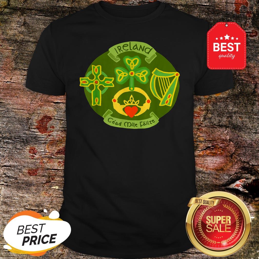 Ireland Saint Patrick’s Day Celtic Cross Shamrock Green T-Shirt