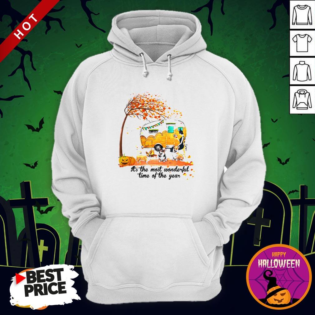 It's The Most Wonderful Time Of The Year Corgi Pumpkin Camping Halloween Shirt - Image 5