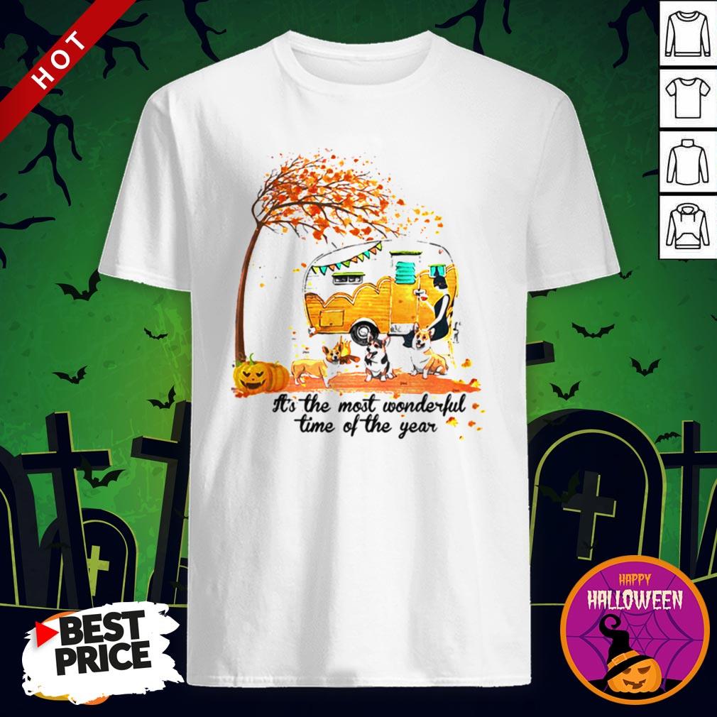 It's The Most Wonderful Time Of The Year Corgi Pumpkin Camping Halloween Shirt