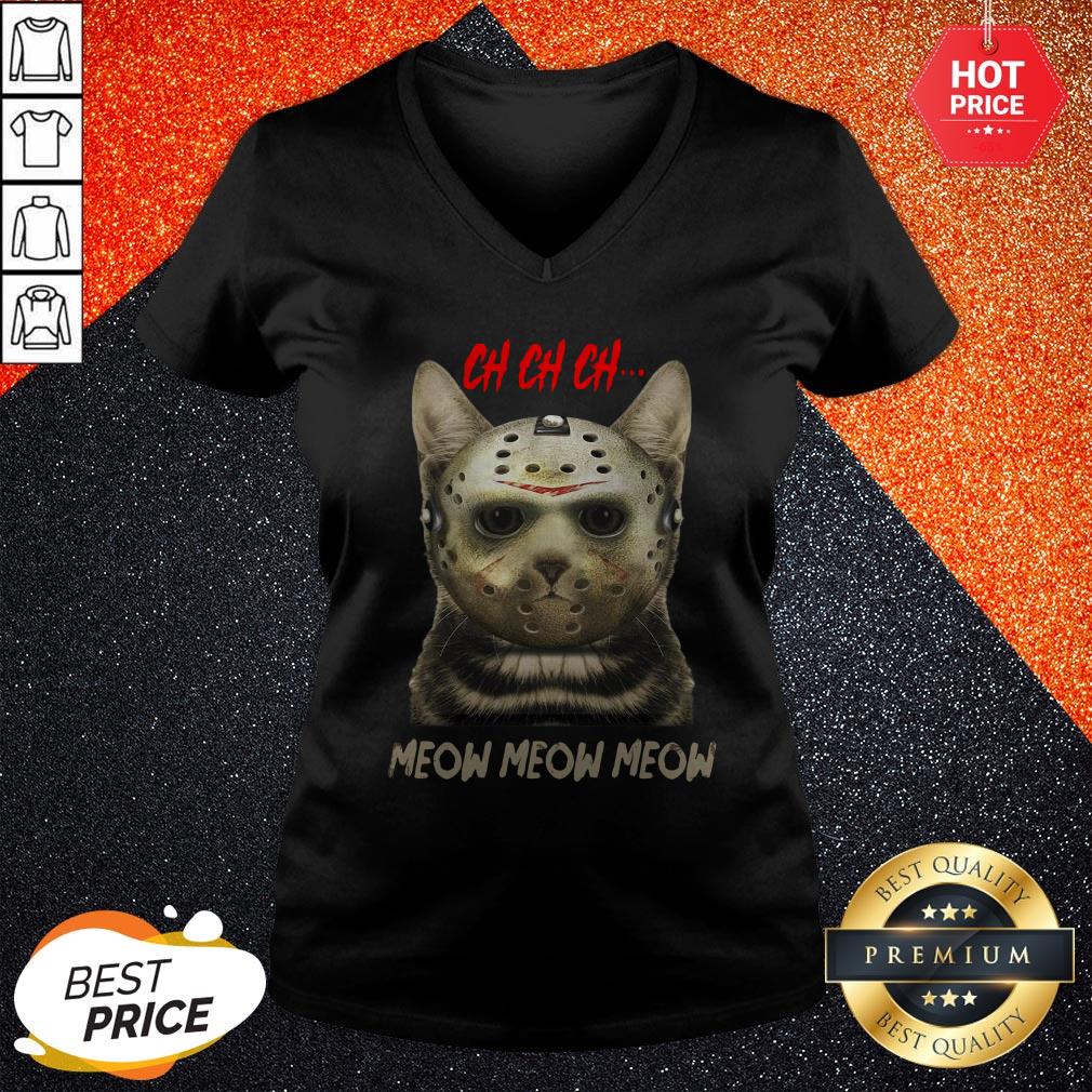 Jason Voorhees Ch Ch Ch Meow Meow Meow Cat Halloween Shirt - Image 2