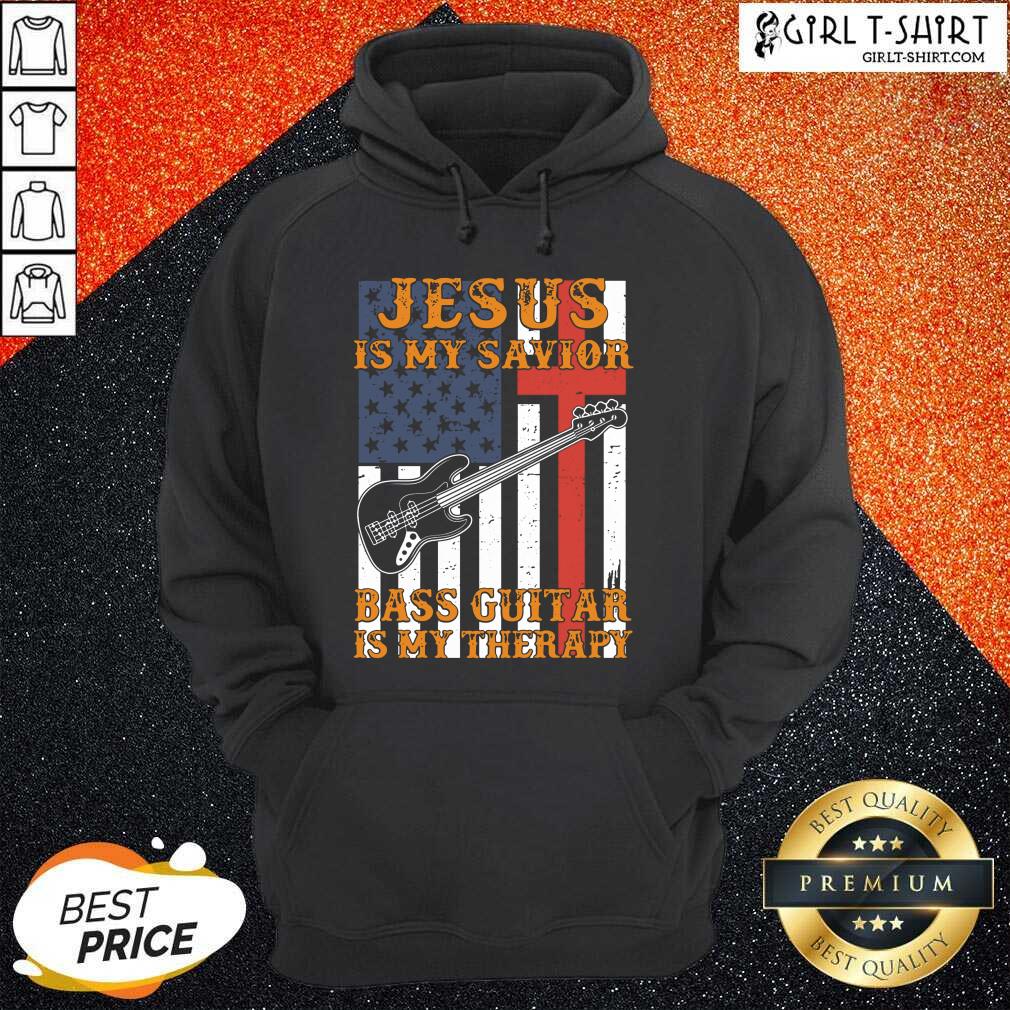 Jesus Is My Savior Bass Guitar Is My Therapy American Flag Shirt - Image 4