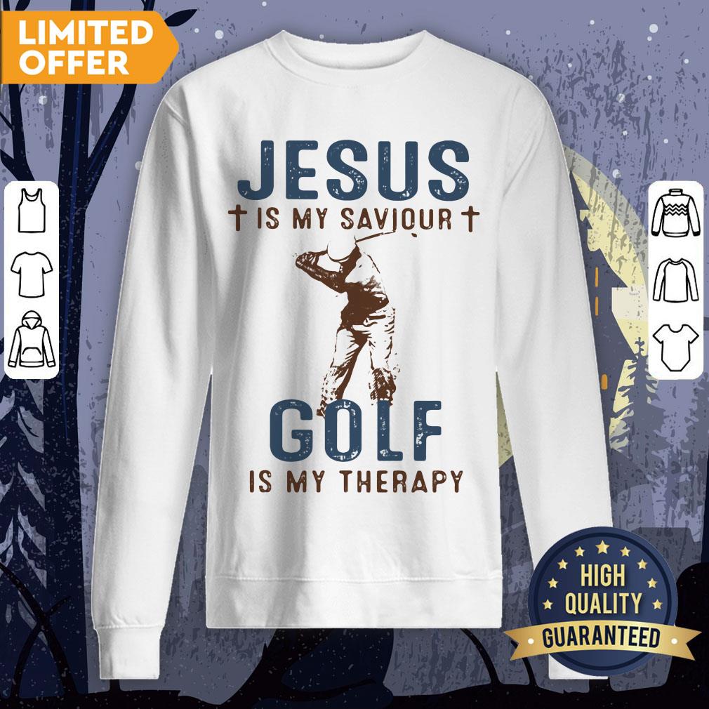 Jesus Is My Savior Golf Is My Therapy Shirt - Image 4