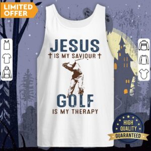 Alternative view of Jesus Is My Savior Golf Is My Therapy Shirt