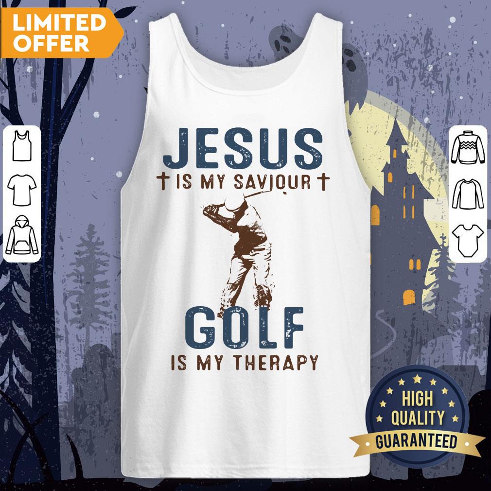 Jesus Is My Savior Golf Is My Therapy Shirt - Image 2