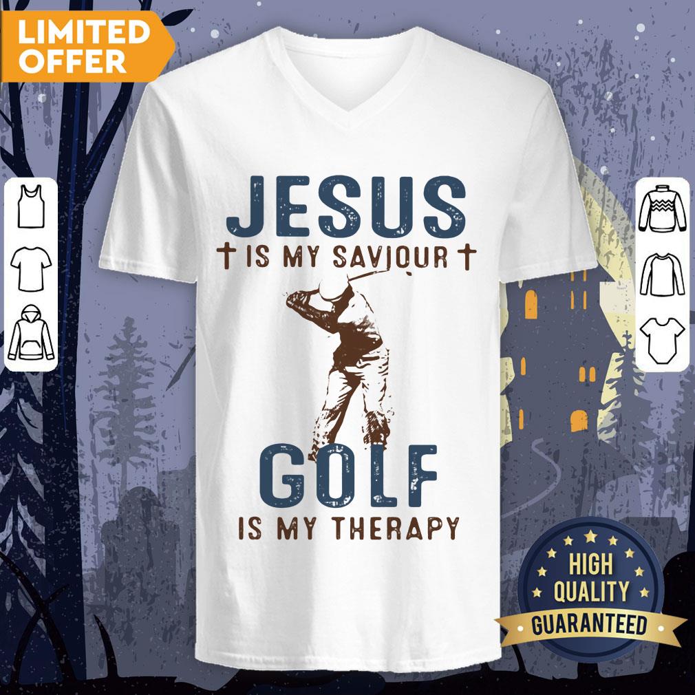 Jesus Is My Savior Golf Is My Therapy Shirt - Image 3