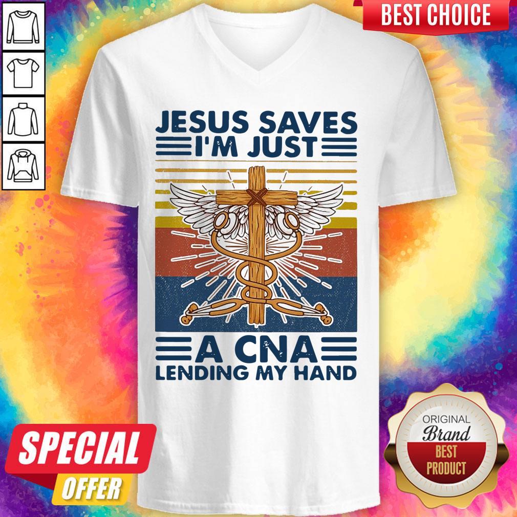 Jesus Saves I’m Just A CNA Lending My Hand Vintage Shirt - Image 2