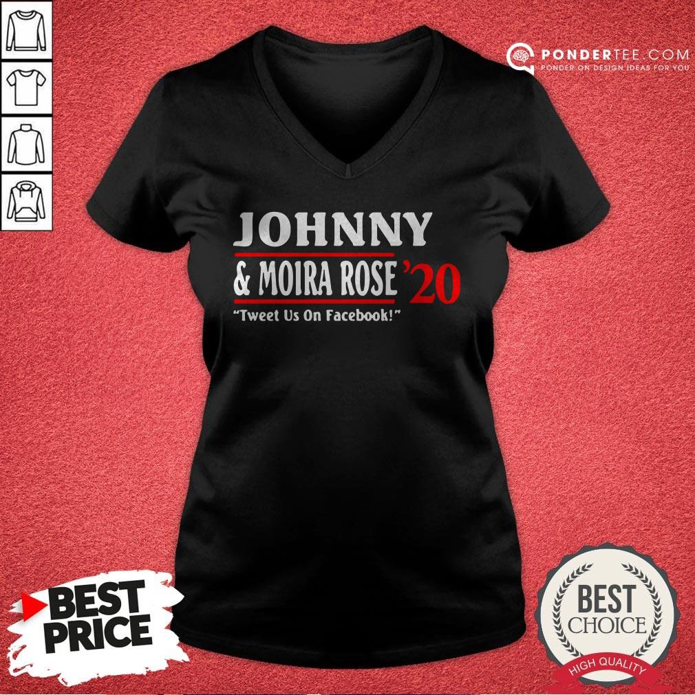 Jonny And Moira Rose 2020 Tweet Us On Facebook Shirt - Image 3