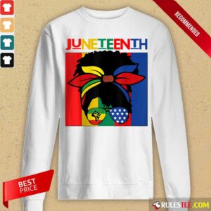 Alternative view of Juneteenth Independence Day 4th Of July Black Women Messy Bun Shirt