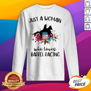 Alternative view of Just A Woman Who Loves Barrel Racing Horse Flowers Shirt