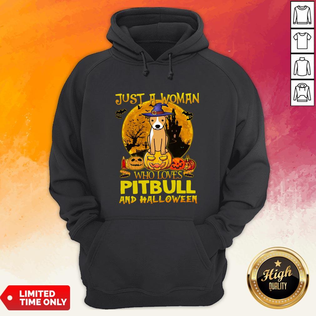 Just A Woman Who Loves Pitbull And Halloween Shirt - Image 2