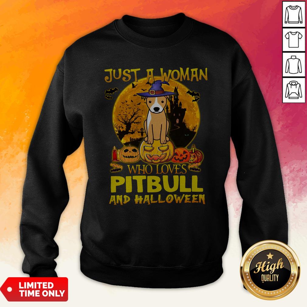 Just A Woman Who Loves Pitbull And Halloween Shirt - Image 5