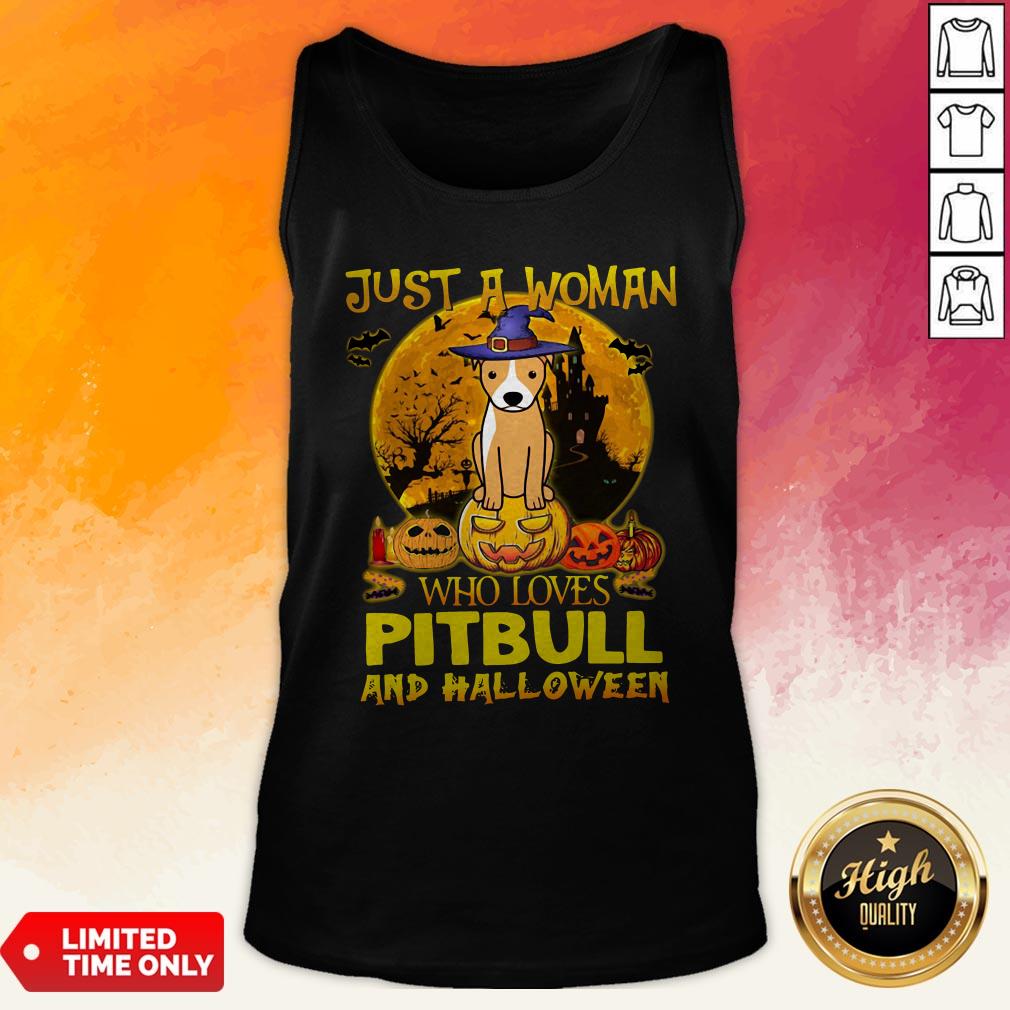 Just A Woman Who Loves Pitbull And Halloween Shirt - Image 4