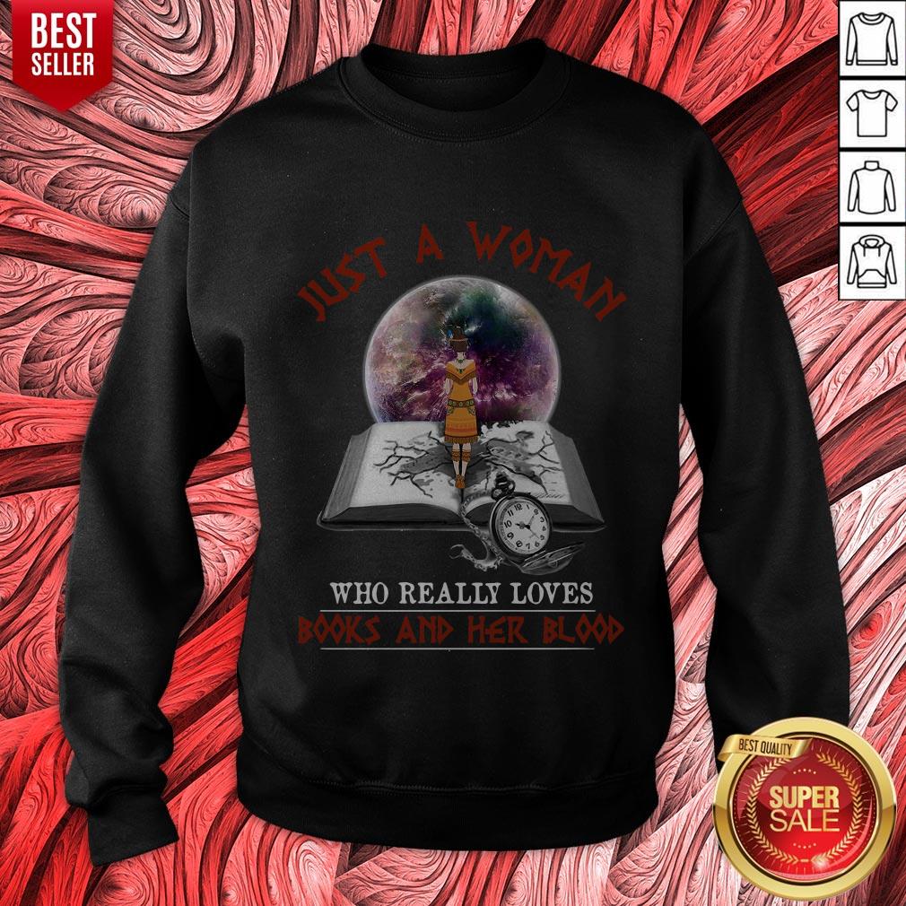 Just A Woman Who Really Loves Books And Her Blood Shirt - Image 4