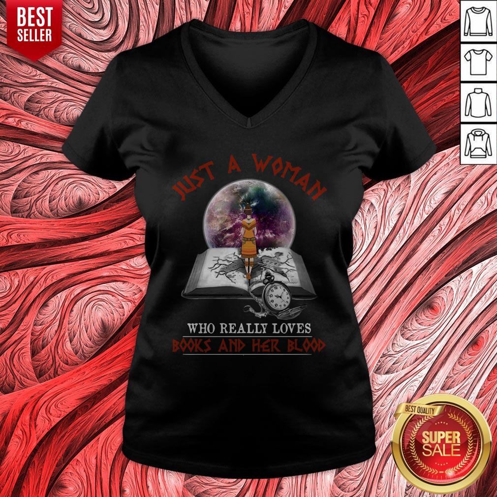 Just A Woman Who Really Loves Books And Her Blood Shirt - Image 2
