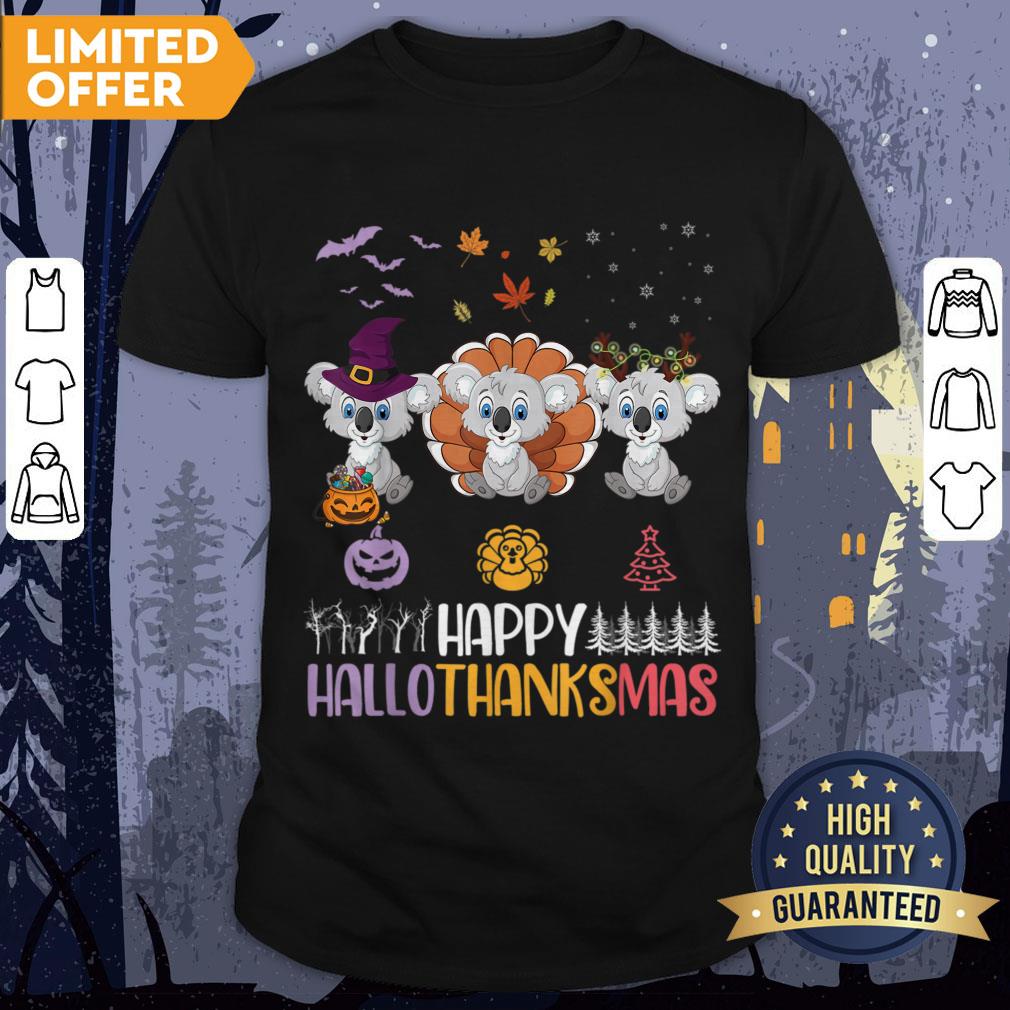 Koalas Halloween Thanksgiving Christmas Happy Hallothankmas Shirt