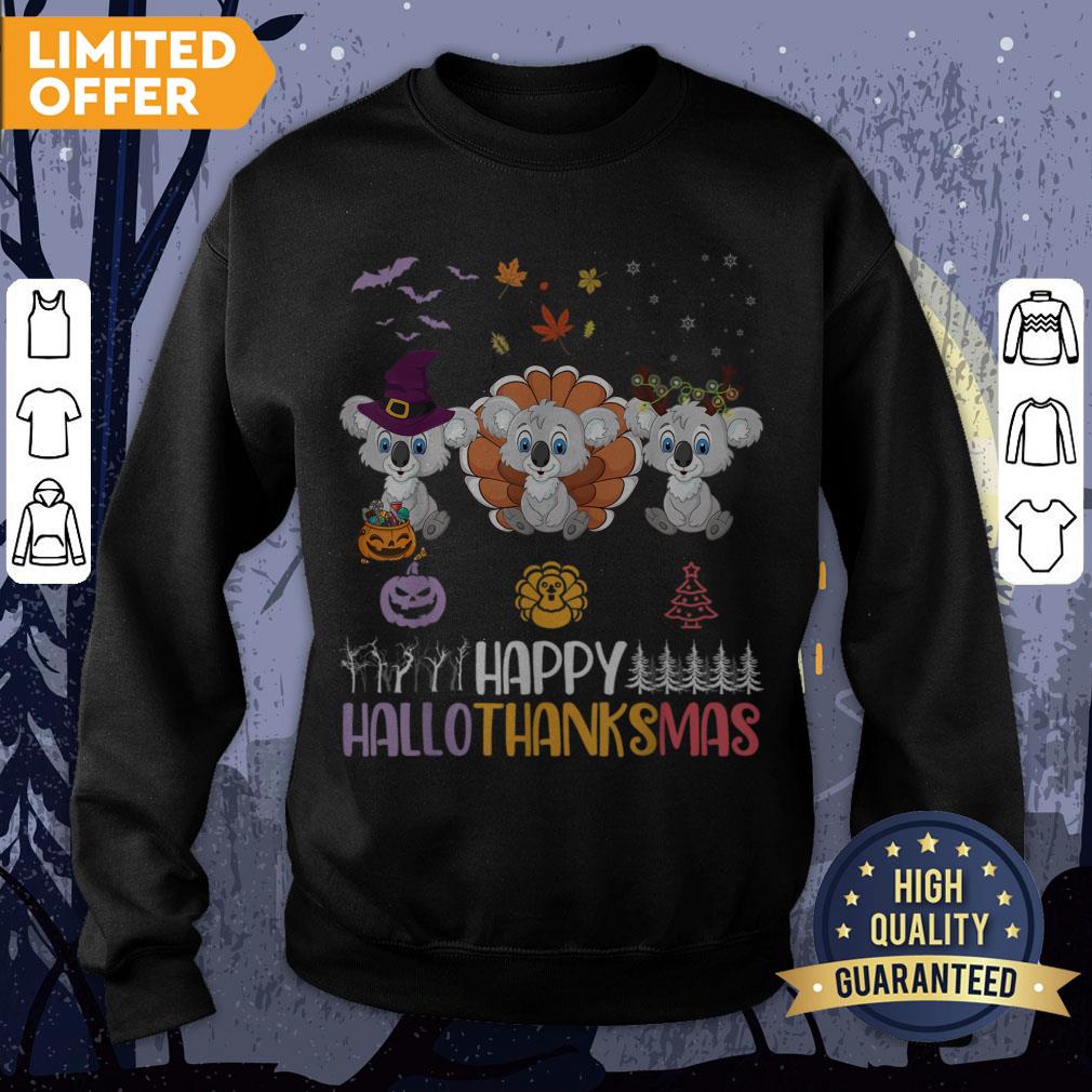 Koalas Halloween Thanksgiving Christmas Happy Hallothankmas Shirt - Image 4