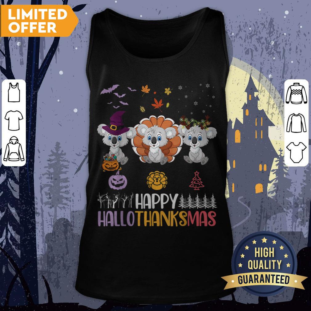 Koalas Halloween Thanksgiving Christmas Happy Hallothankmas Shirt - Image 2
