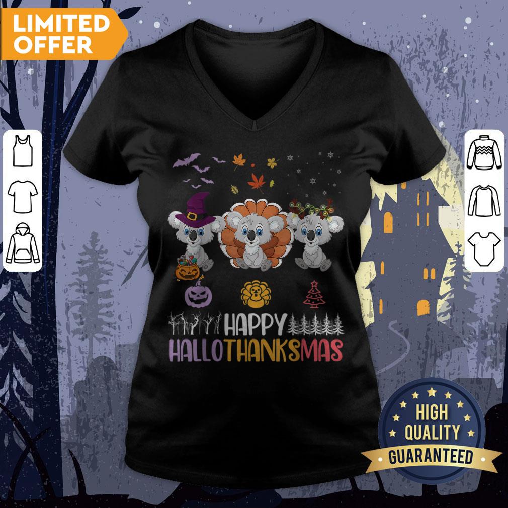 Koalas Halloween Thanksgiving Christmas Happy Hallothankmas Shirt - Image 3