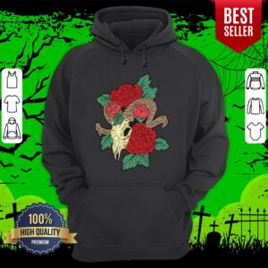 Alternative view of Lamb Skull With Flower Day Of The Dead Muertos Shirt