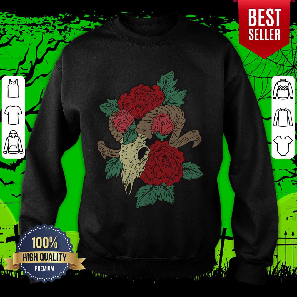 Lamb Skull With Flower Day Of The Dead Muertos Shirt - Image 5