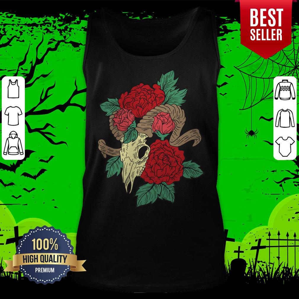 Lamb Skull With Flower Day Of The Dead Muertos Shirt - Image 4