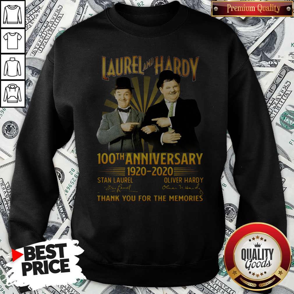 Laurel And Hardy 100th Anniversary 1920 2020 Thank You For The Memories Signature Shirt - Image 2