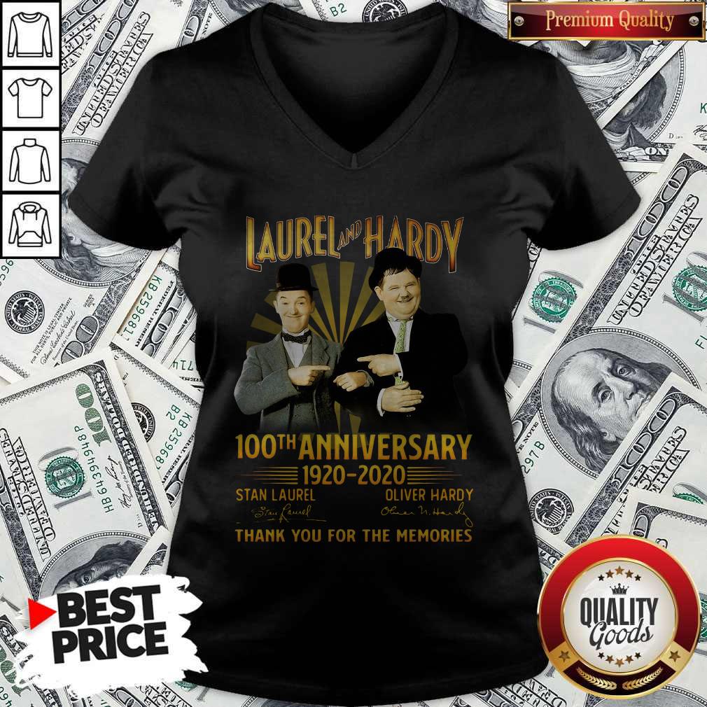 Laurel And Hardy 100th Anniversary 1920 2020 Thank You For The Memories Signature Shirt - Image 3