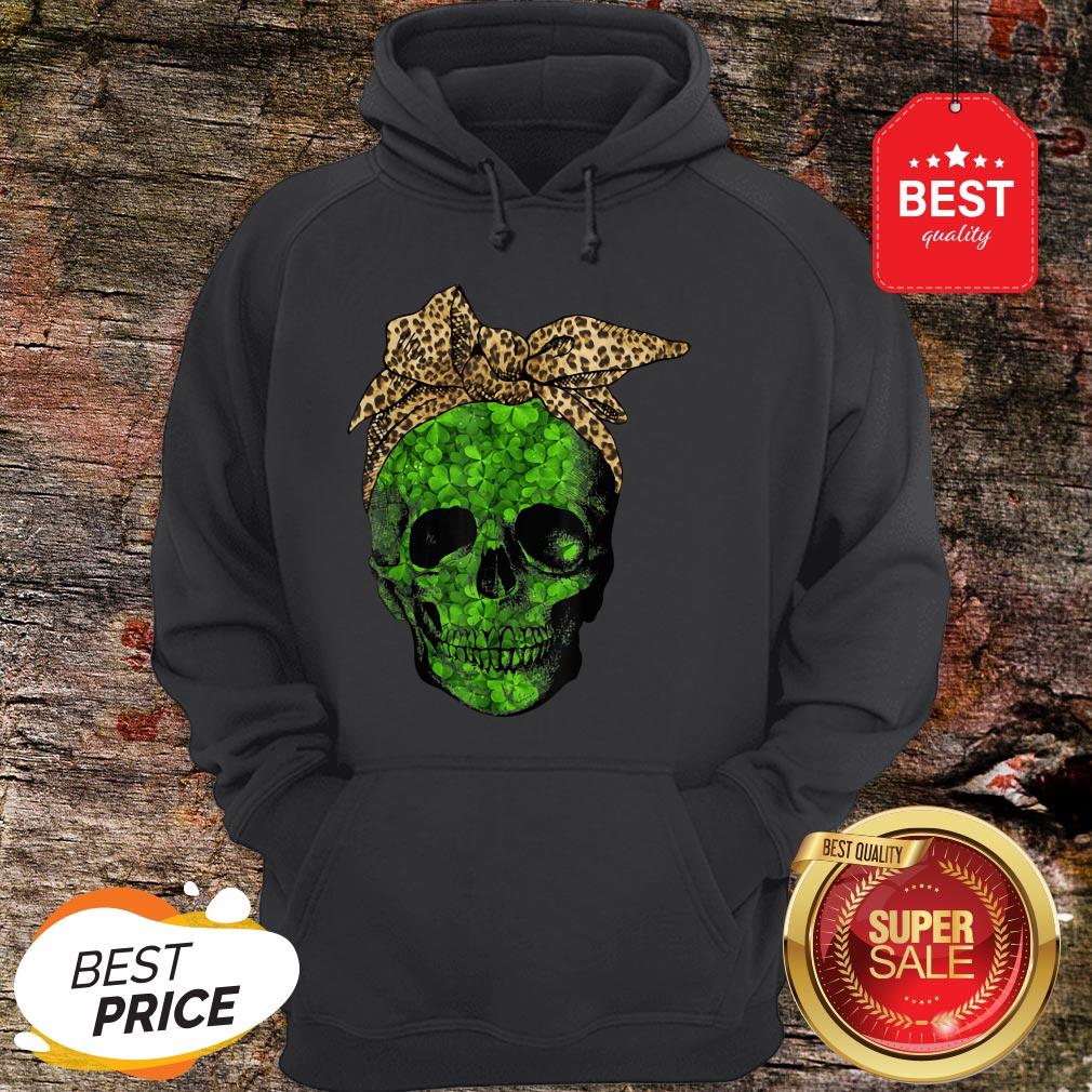 Leopard Bandana Shamrock Skull St Patrick’s Day Gifts T-Shirt - Image 3