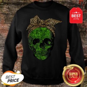Alternative view of Leopard Bandana Shamrock Skull St Patrick’s Day Gifts T-Shirt