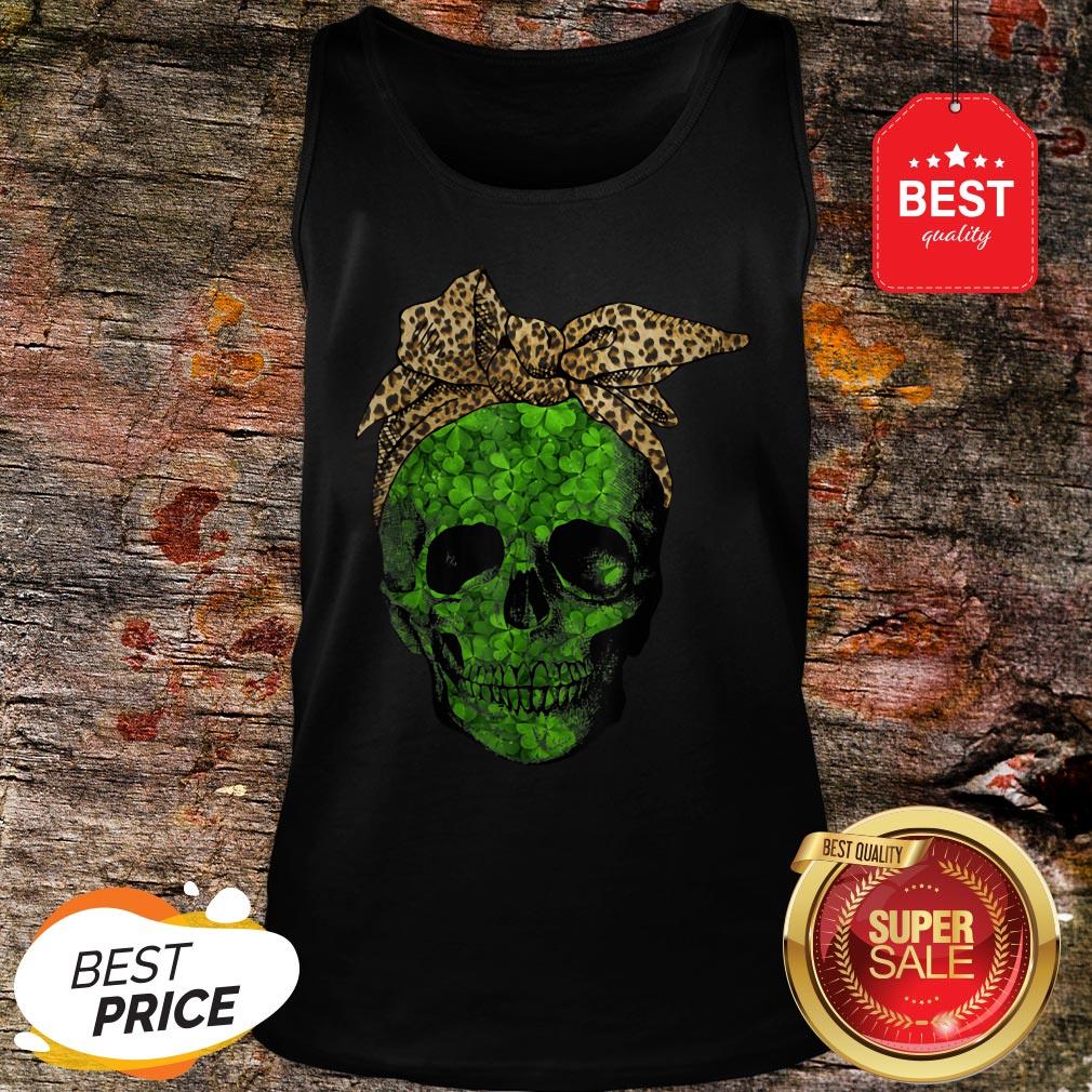 Leopard Bandana Shamrock Skull St Patrick’s Day Gifts T-Shirt - Image 5