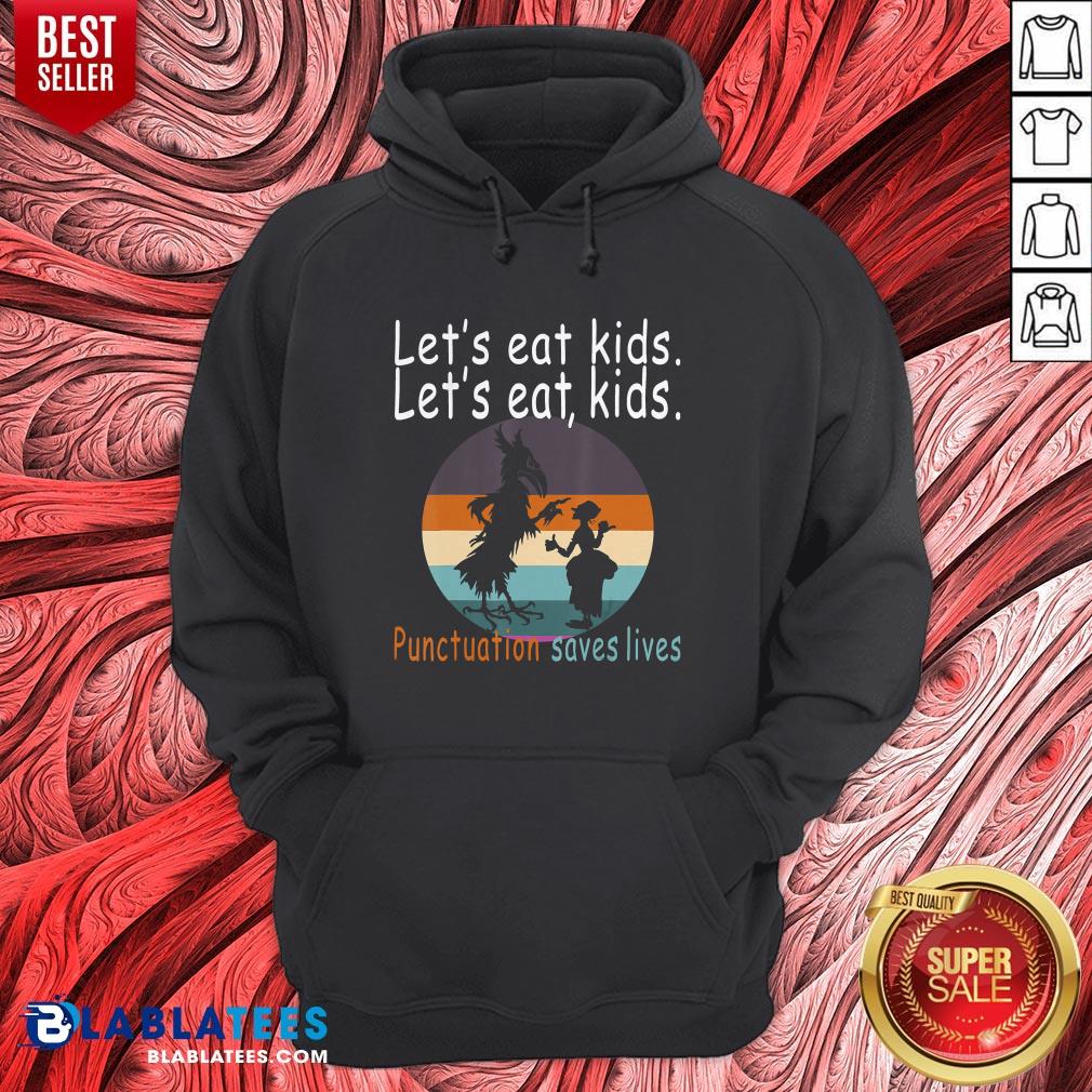 Let's Eat Kids Punctuation Saves Lives Teacher Halloween Vintage Retro Shirt - Image 4