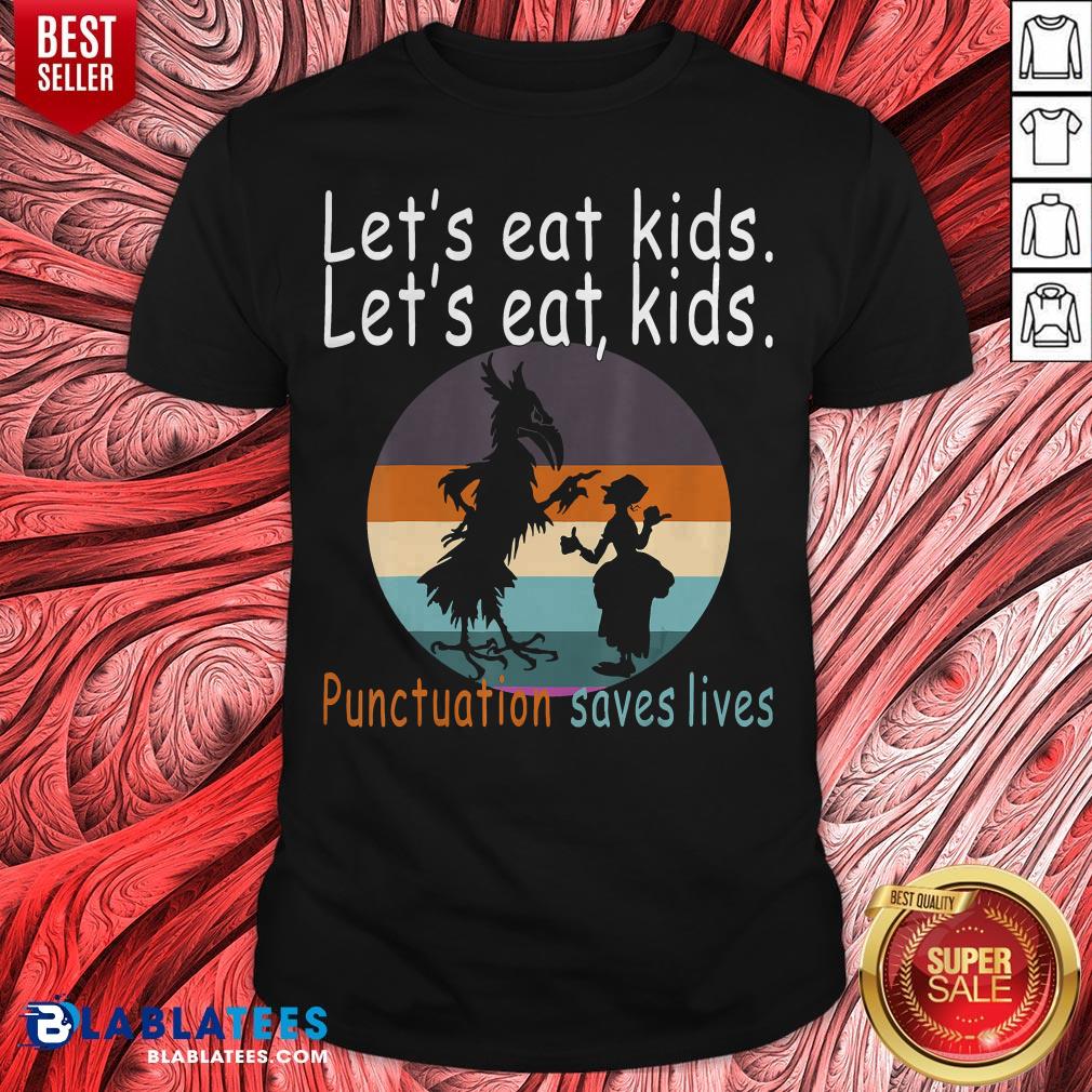 Let's Eat Kids Punctuation Saves Lives Teacher Halloween Vintage Retro Shirt
