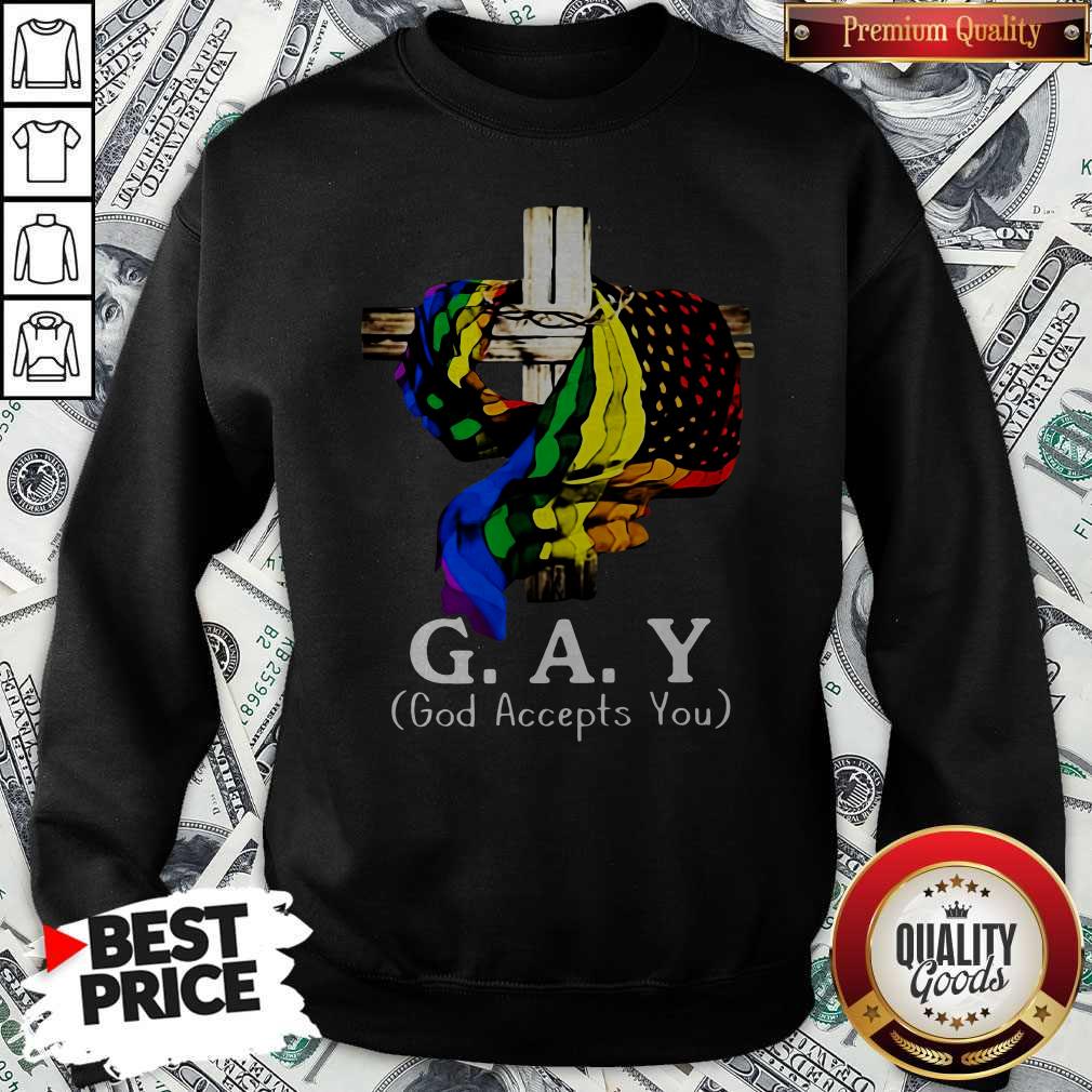 LGBT Cross Jesus Gay God Accepts You Shirt - Image 5