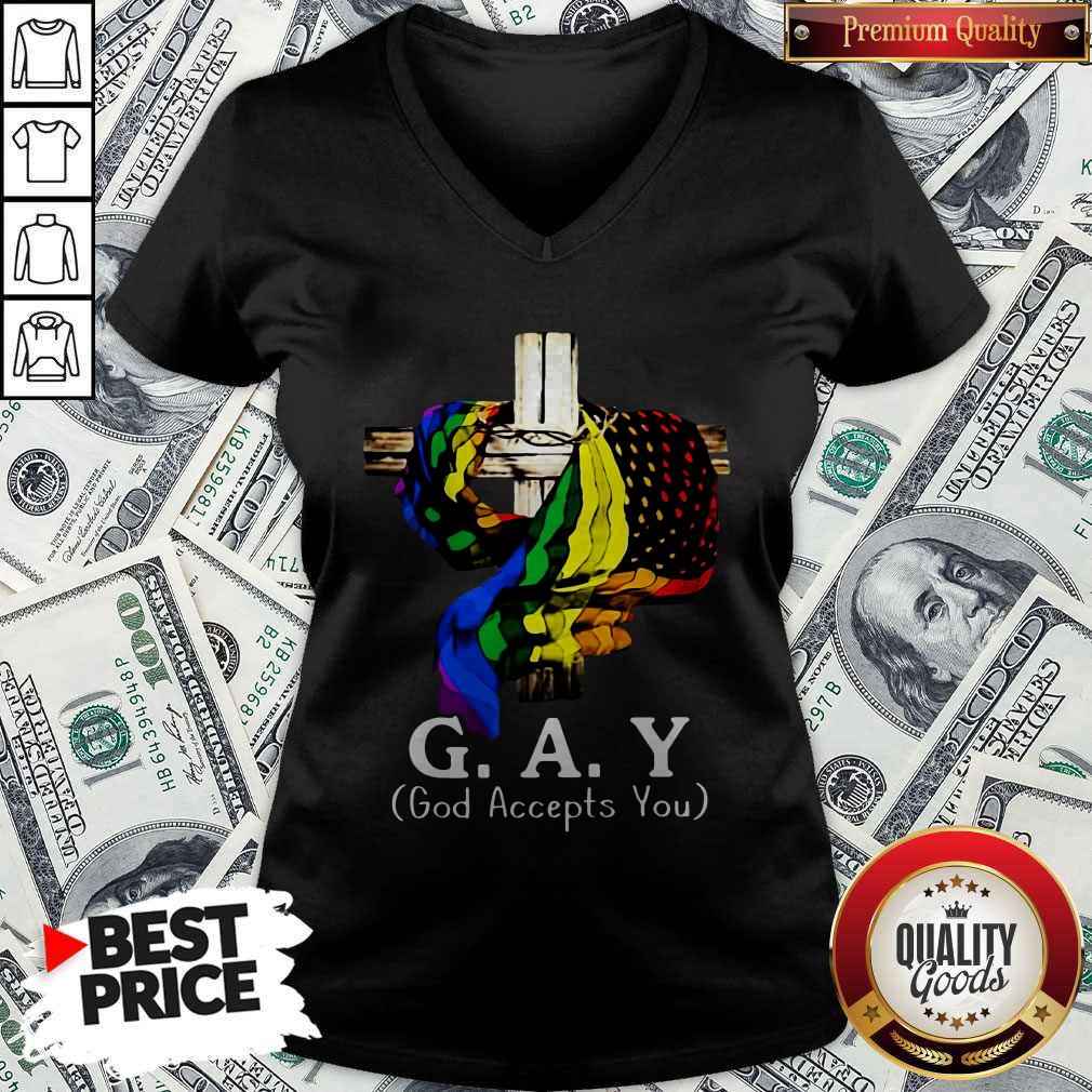 LGBT Cross Jesus Gay God Accepts You Shirt - Image 4