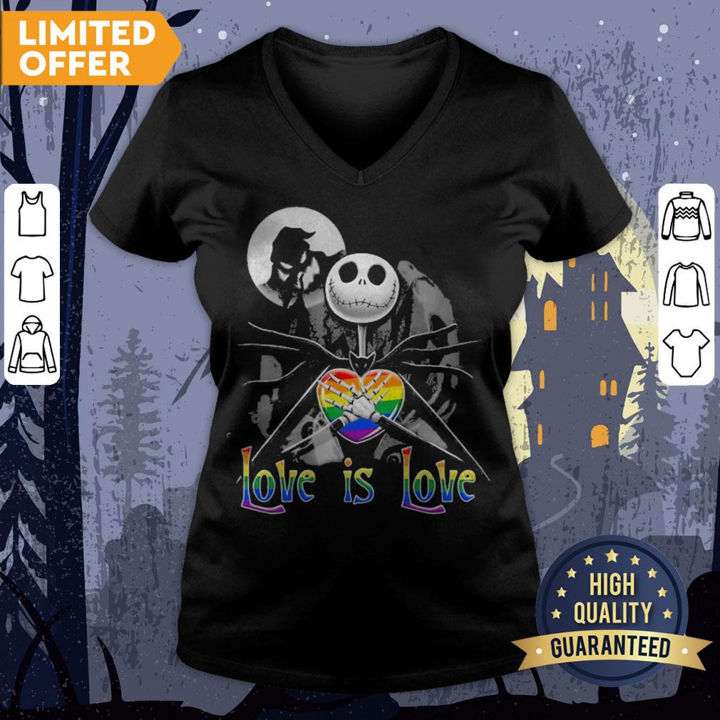 LGBT Jack Skellington Night Before Love Is Love Halloween Shirt - Image 3