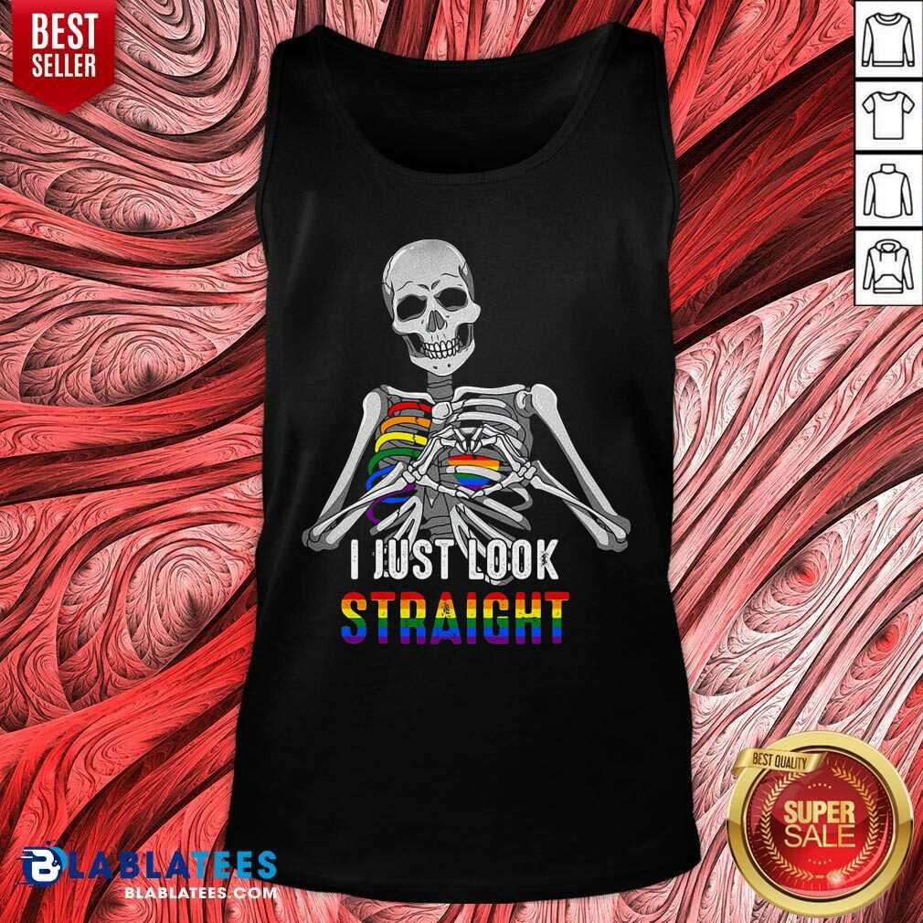 LGBT Skeleton I Just Look Straight Shirt - Image 3