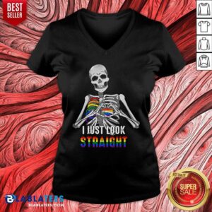 Alternative view of LGBT Skeleton I Just Look Straight Shirt