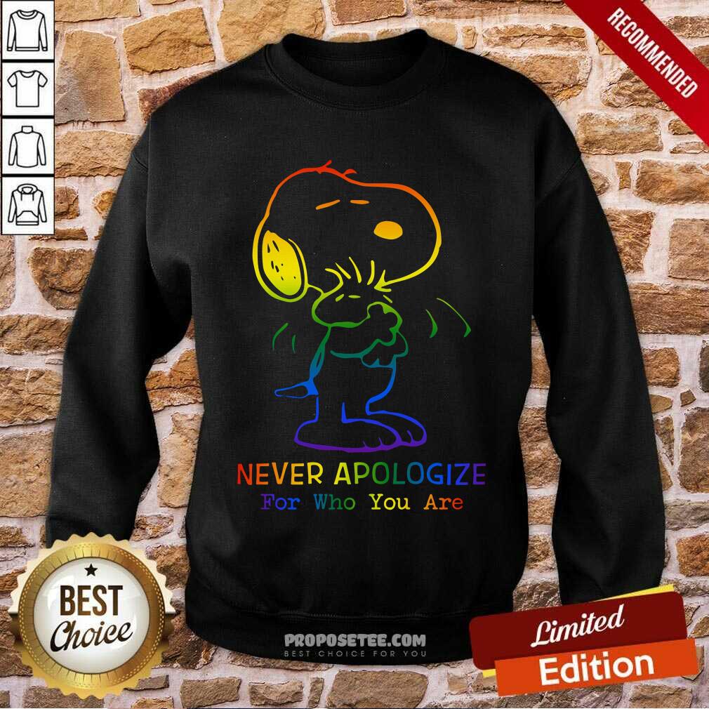 LGBT Snoopy Never Apologize For Who You Are Shirt - Image 5