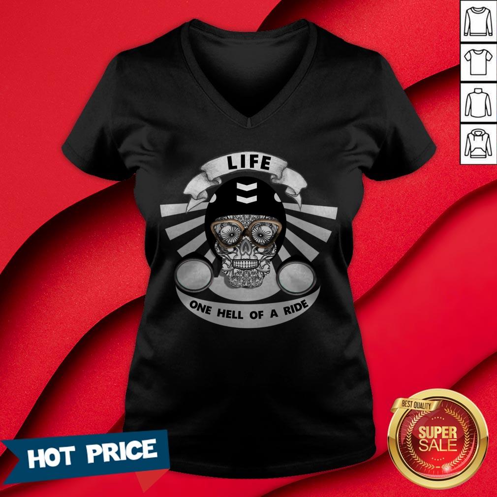 Life One Hell Of A Ride Biker Sugar Skull Shirt - Image 3