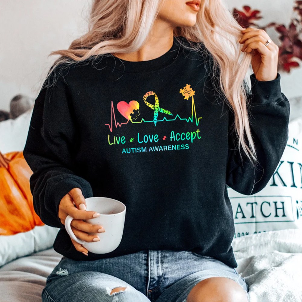 Live Love Accept Autism Month Tie Dye Shirt - Image 2