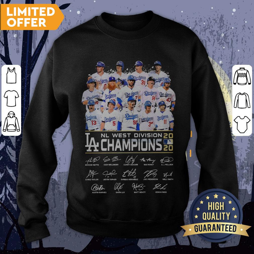 Los Angeles Dodgers Nl West Division Champions 2020 Signatures Shirt - Image 4