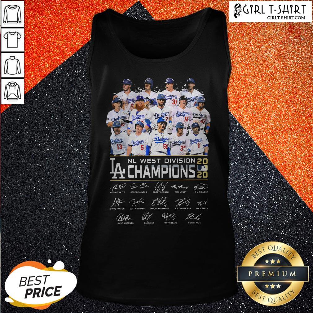 Los Angeles Dodgers NL West Division Champions 2020 Signatures Shirt - Image 3
